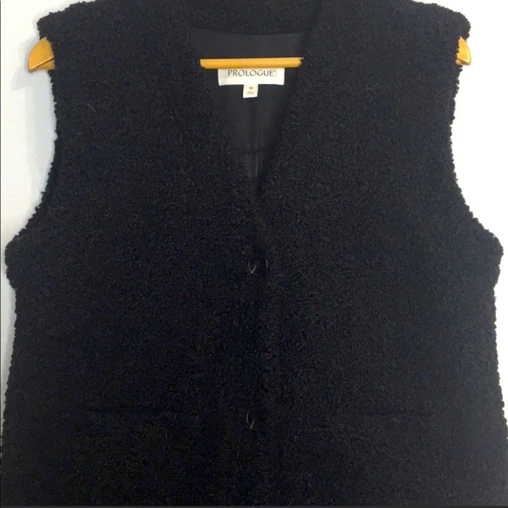 Prologue long black Sherpa vest sz M